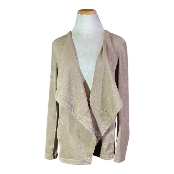 J. Jill Size L Taupe Open-Front Faux Suede Jacket - Picture 1 of 10
